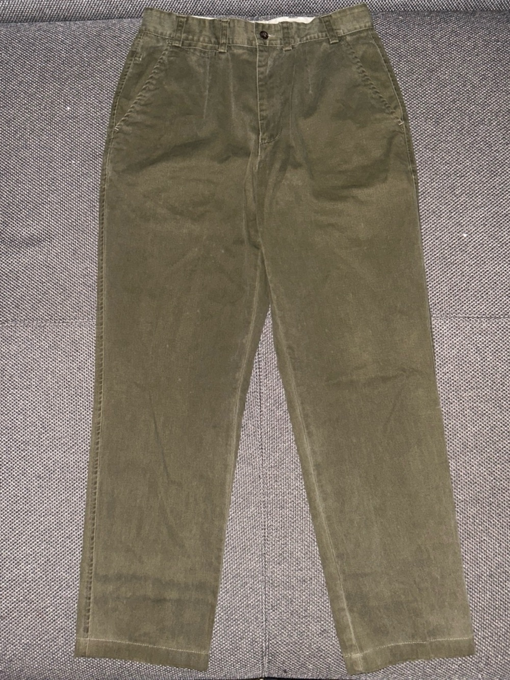 80s Men's Olive Green Chino Straight Leg Trouser Pants 30x30